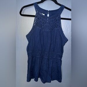 Crochet High Neck Peplum Tank
